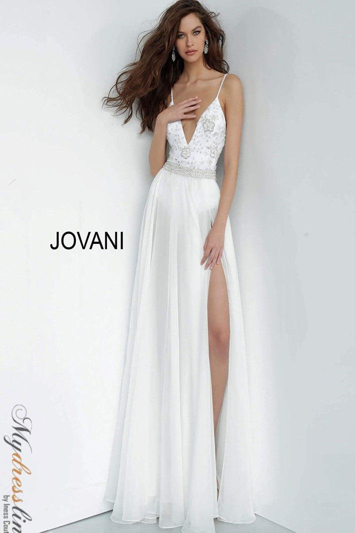 A Line White Prom Dress Jovani