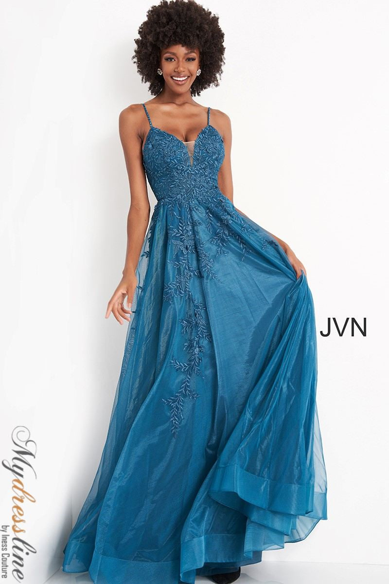 Jovani JVN02266 A Line Tulle Prom Dress with Embroidery Mydressline