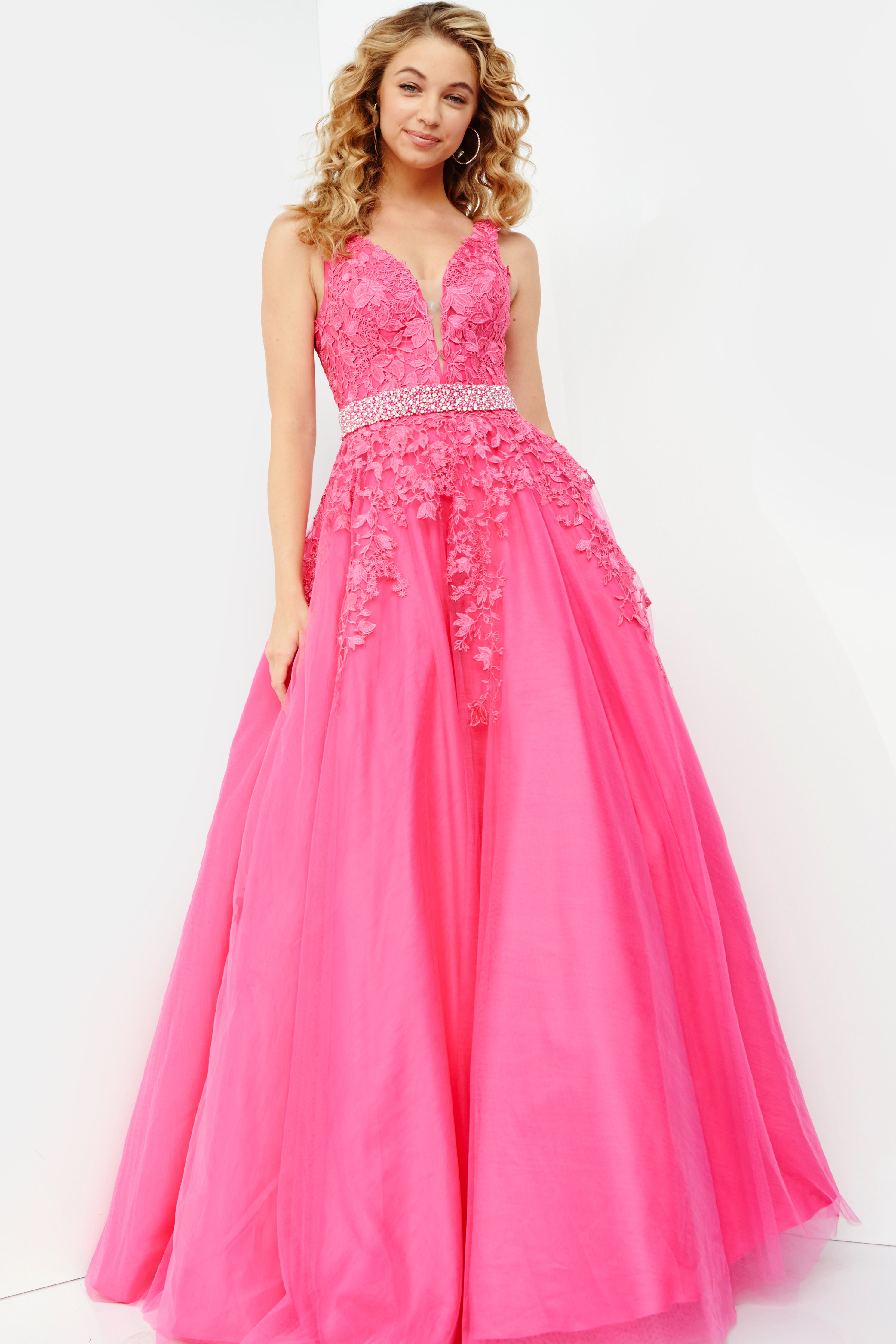 Jovani Jvn68258 A Line Ball Gown With Exquisite Embroidery Mydressline