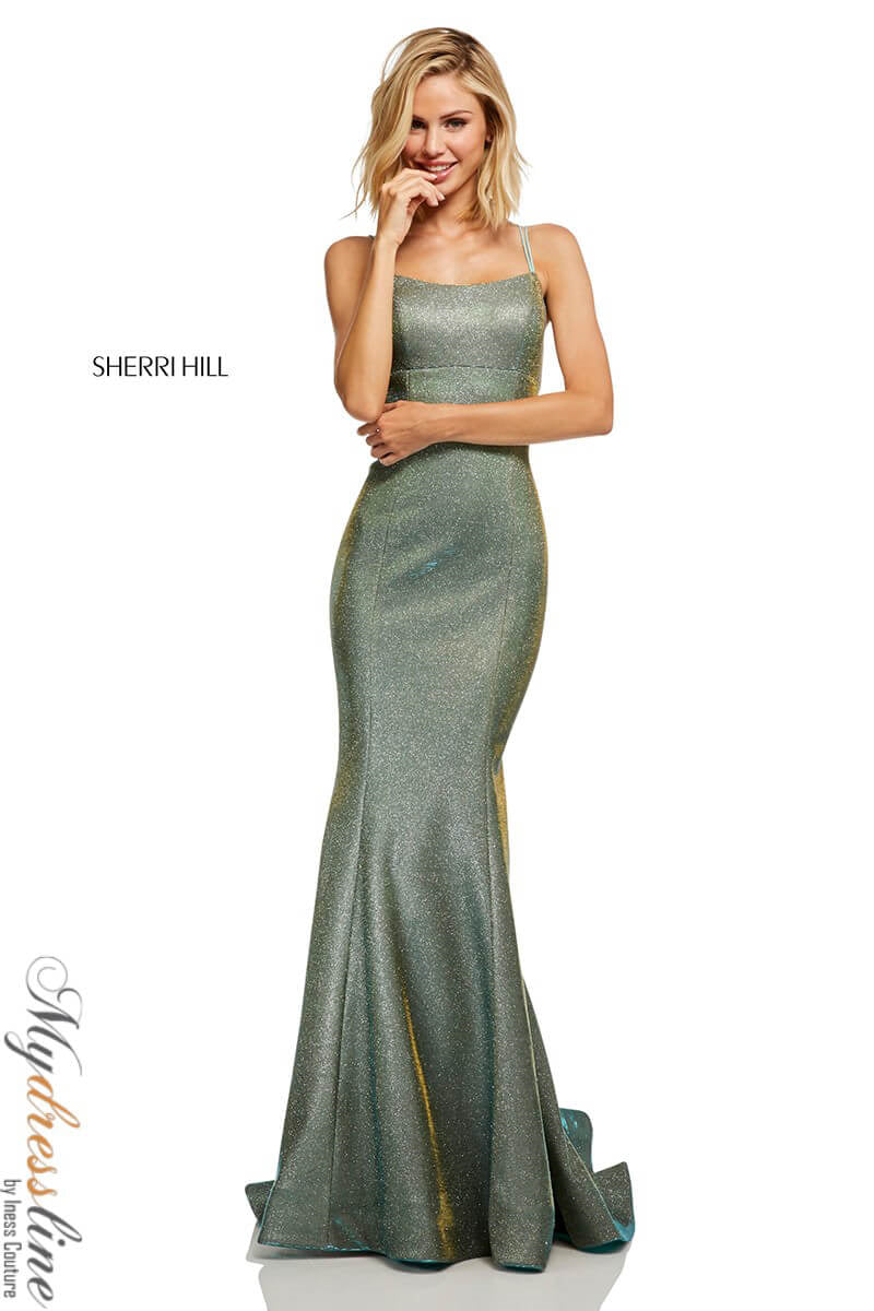 Sherri Hill 52614 Jersey Prom Dress with Metallic Accents Mydressline