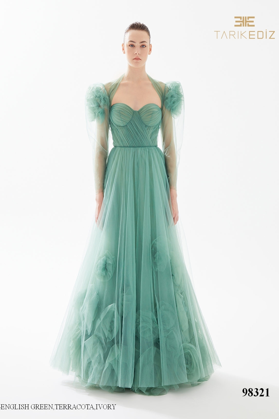 Tarik Ediz Evening Gown Green