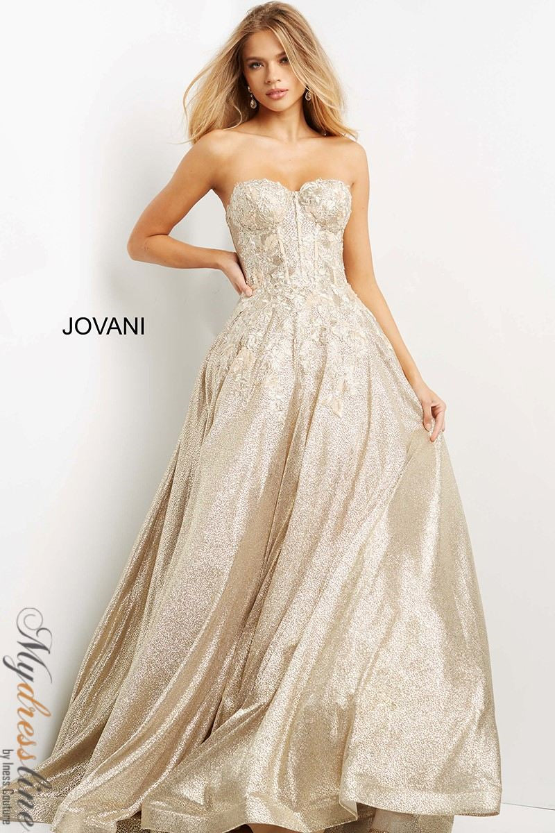 JVN08417  Strapless Sequin Embellished A Line Prom Gown