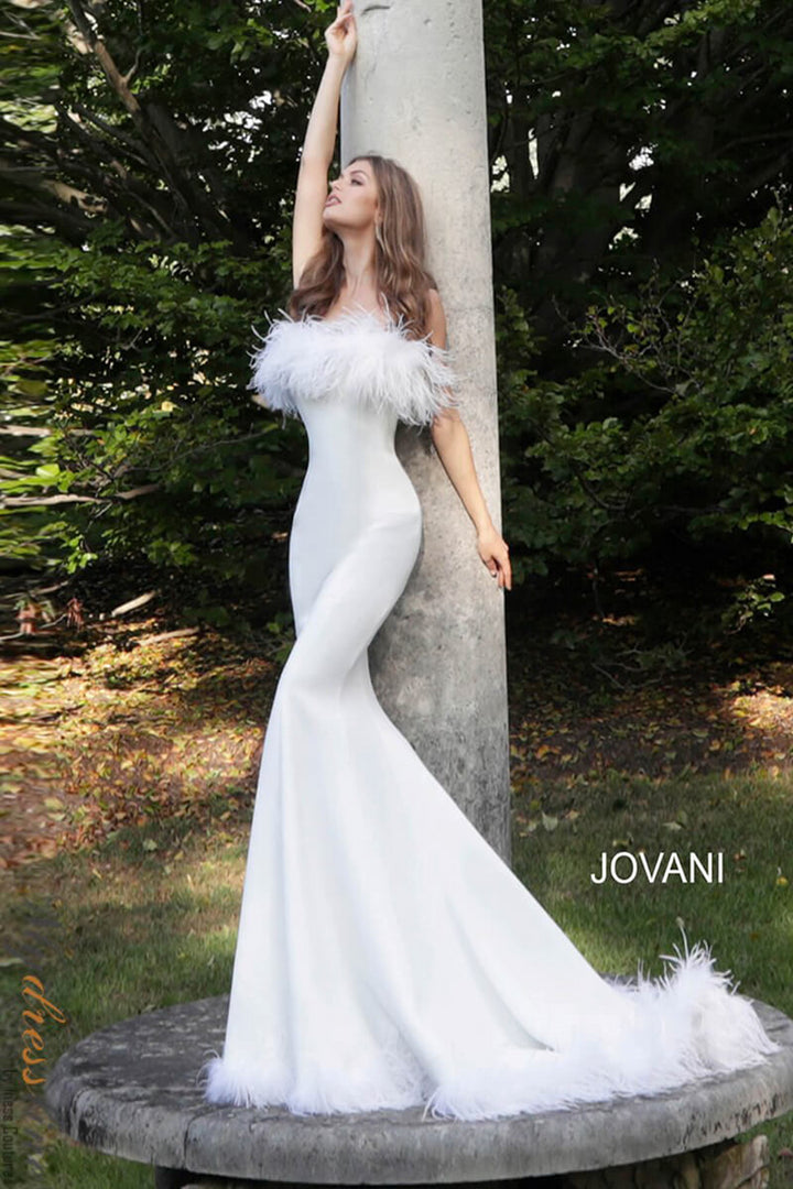 Jovani white feather dress hotsell