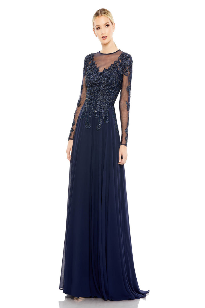 Mac duggal navy blue dress best sale