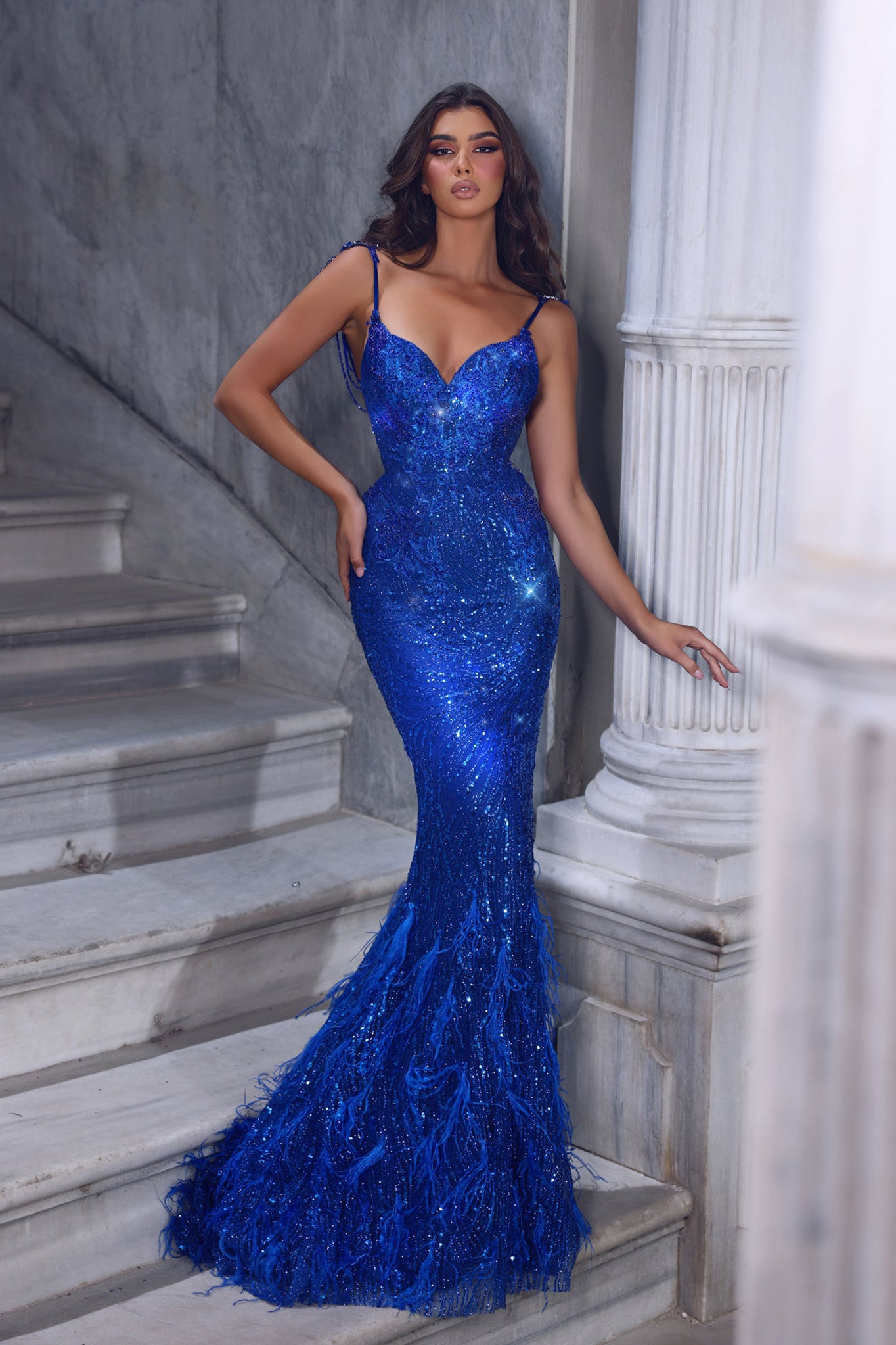 Portia & Scarlett PS22544 Beaded Mermaid V-Neck Gown – Mydressline
