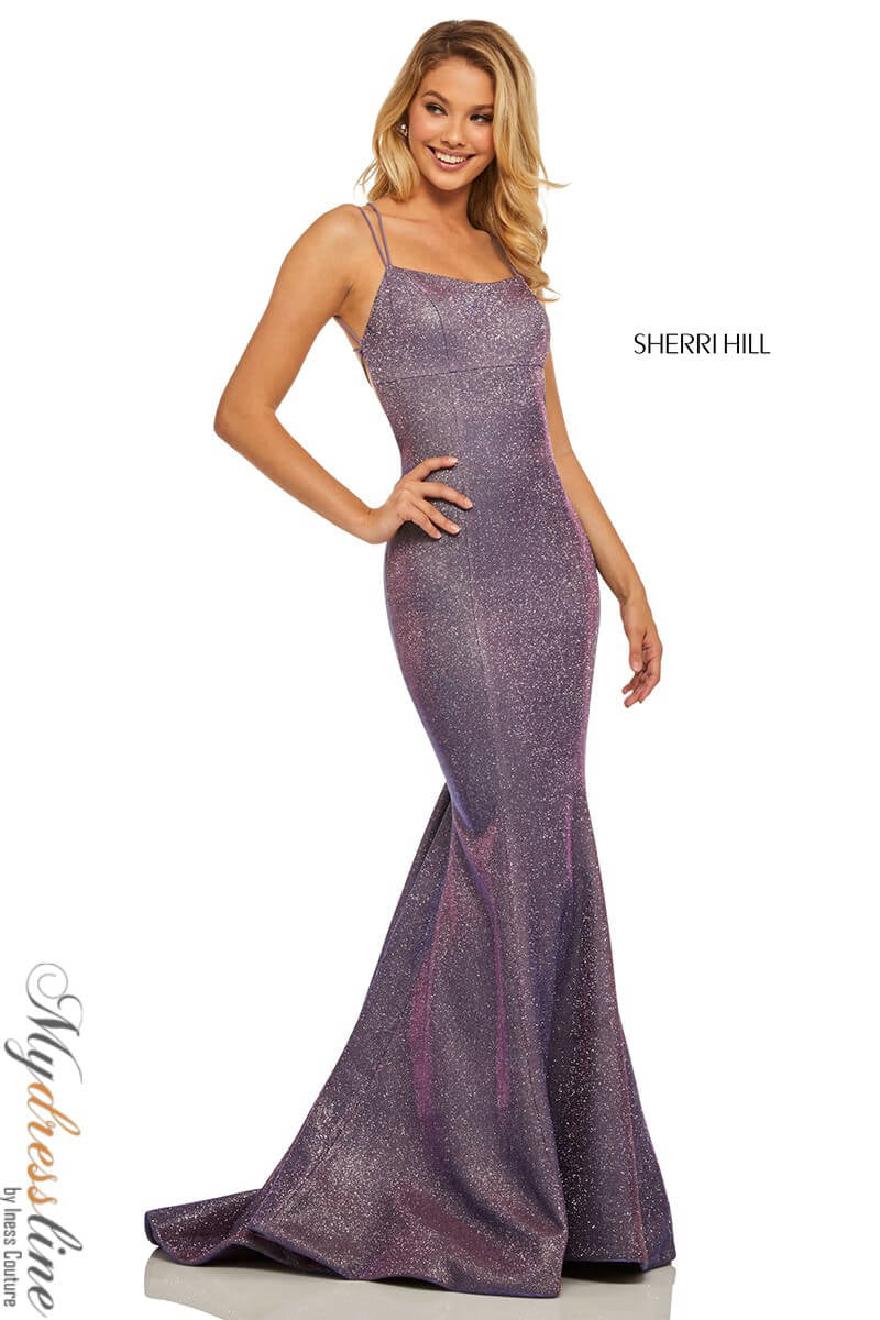 Sherri Hill 52614 Jersey Prom Dress with Metallic Accents Mydressline